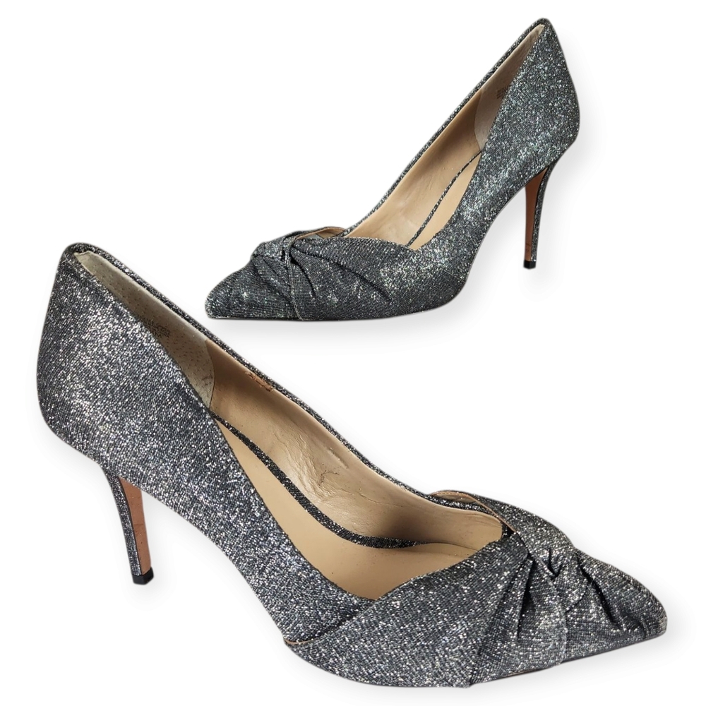 Ann Taylor Silver Sparkle Holiday Stiletto Pumps Heels Size 8M
